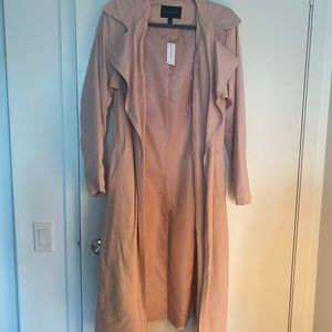 Pink belt-up trench coat